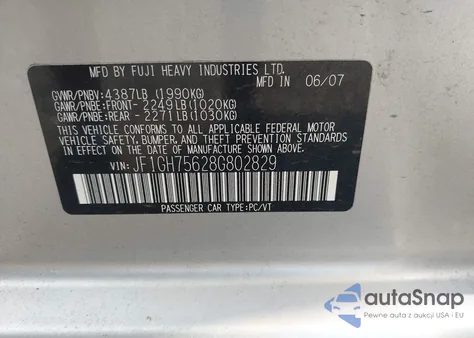 2008 Subaru Impreza Wrx Premium из США, поврежденный, VIN JF1GH75628G802829